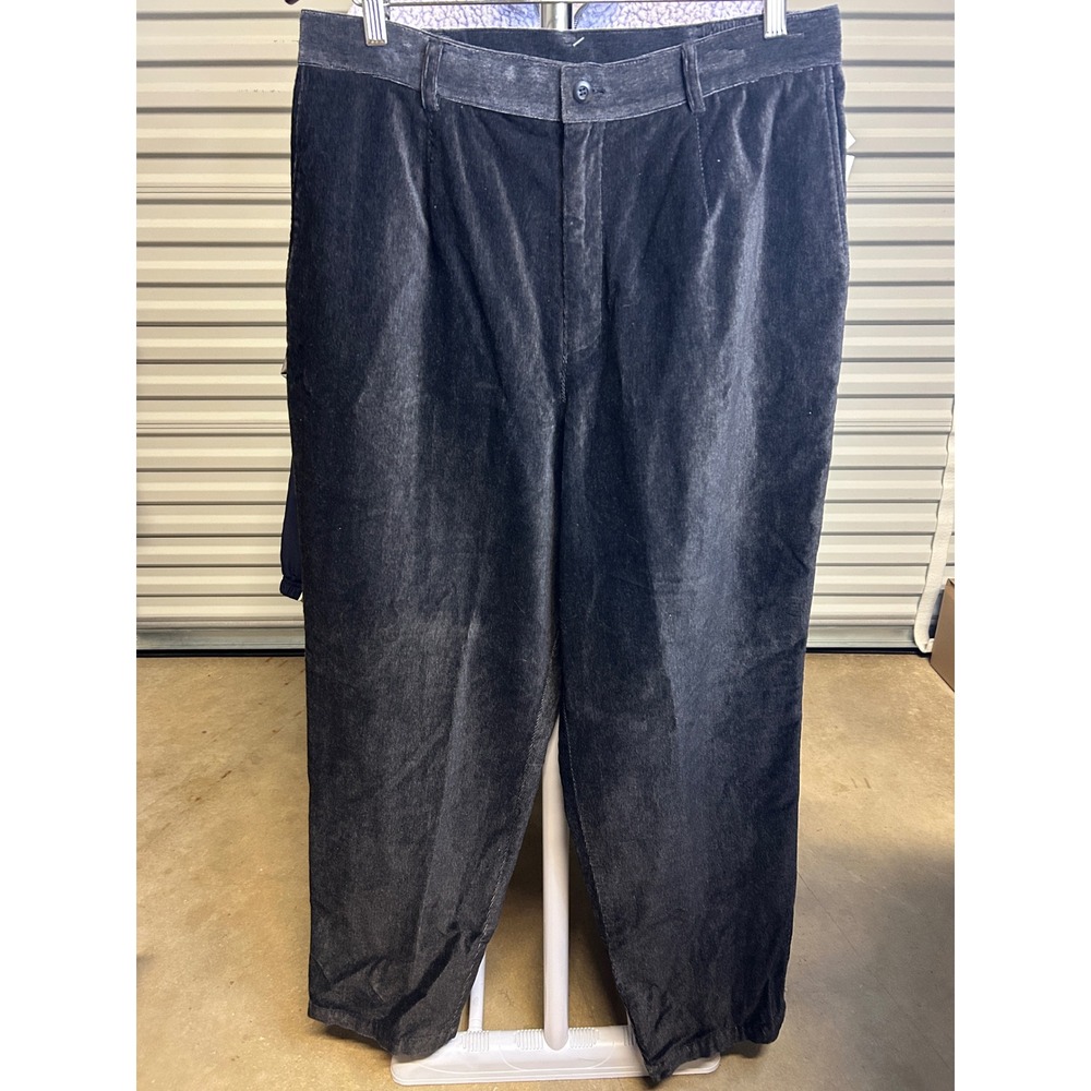 Elisabeth Pant Women 18 Black Corduroy Tapered Vintage 90s High Rise Pleated NEW